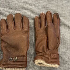 Men’s Hestra elk leather winter lined gloves, size 9, Brown